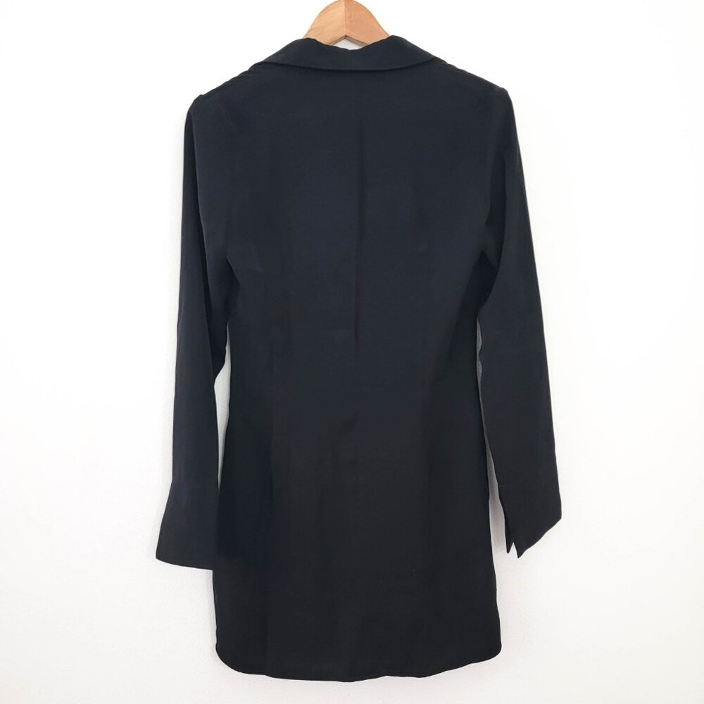 Aya Muse Collared Mini Shirt Dress in Black Medium - Picture 5 of 9